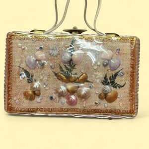 Vintage 50's faux wicker sea shell mermaid bag